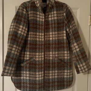 Cyrus Brown and Cream Plaid Teddy Jacket